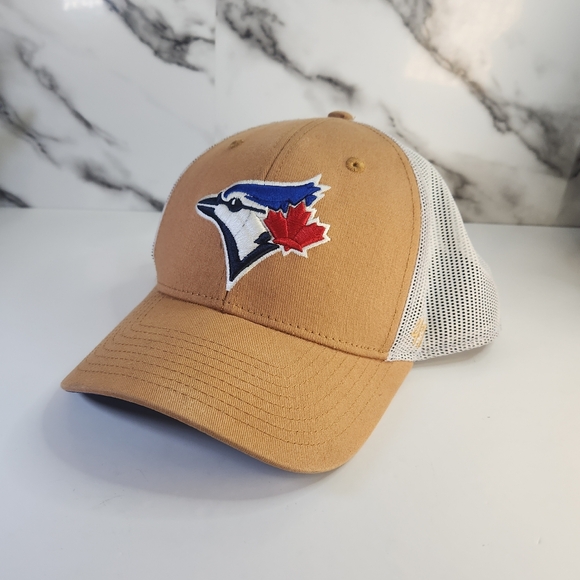 ‘47 Brand Accessories - Toronto Blue Jays Trucker Hat, Brown And White Cap. Adjutable